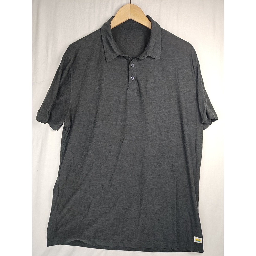 Vuori Strato Tech Polo Shirt Mens Medium M Dark Charcoal Heather Gray Stretch